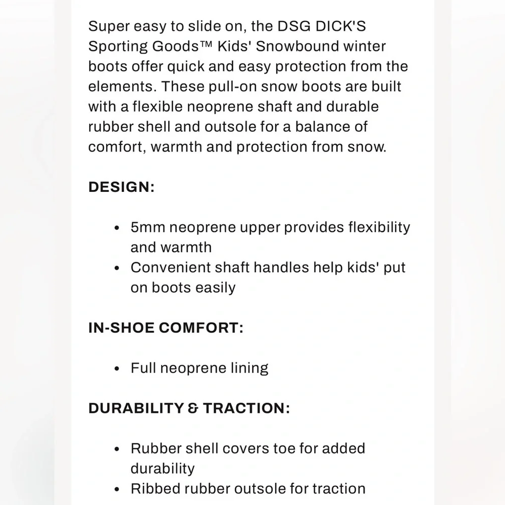DSG Kid’s Snowbound Winter Boots Size 3